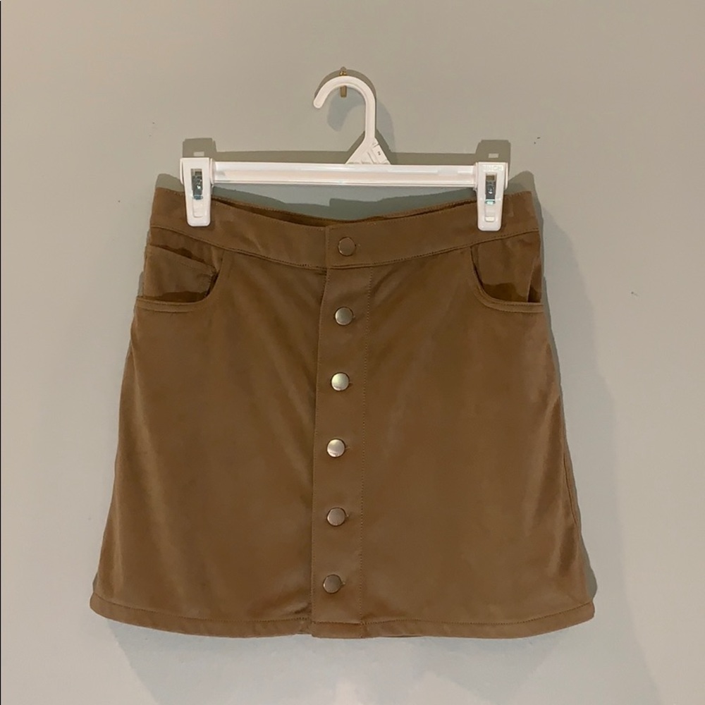 Express Suede Button-down Skirt